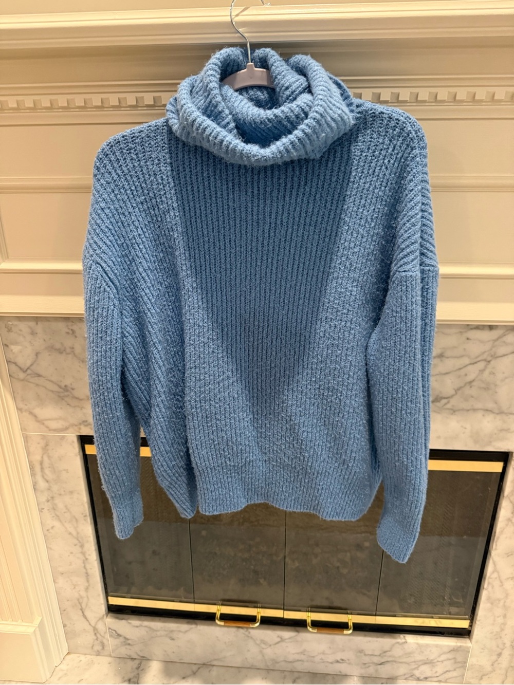 The Impeccable Pig Light Blue Chunky Cowl Turtleneck Sweater